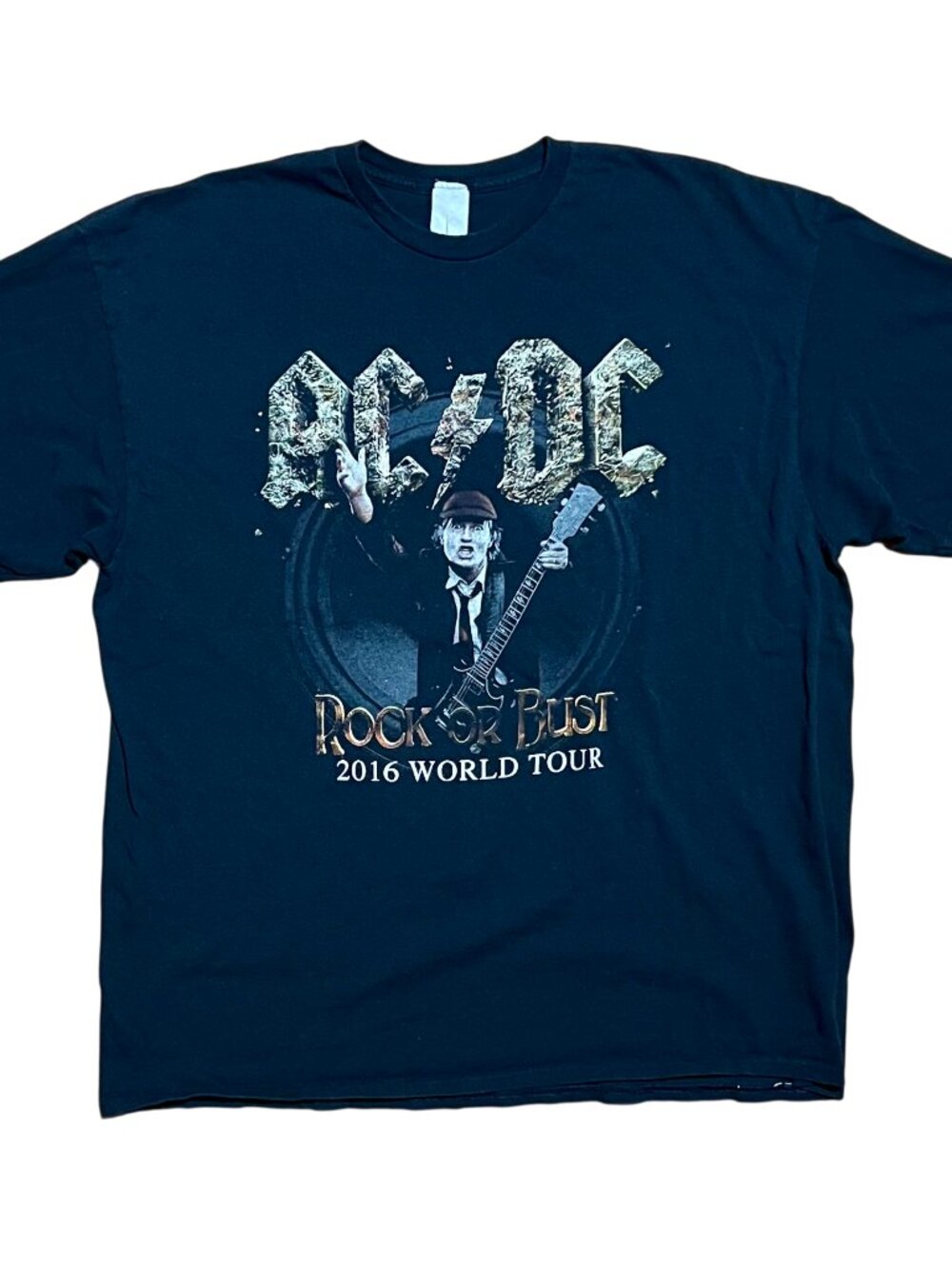 AC/DC Rock or Bust 2016 World Tour Angus Young Concert T-Shirt, Men's XL